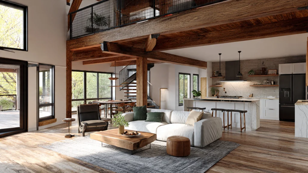 20 Barndominium Ideas for Modern, Affordable & Stylish Living 4 3. Open-Concept Living Barndominium