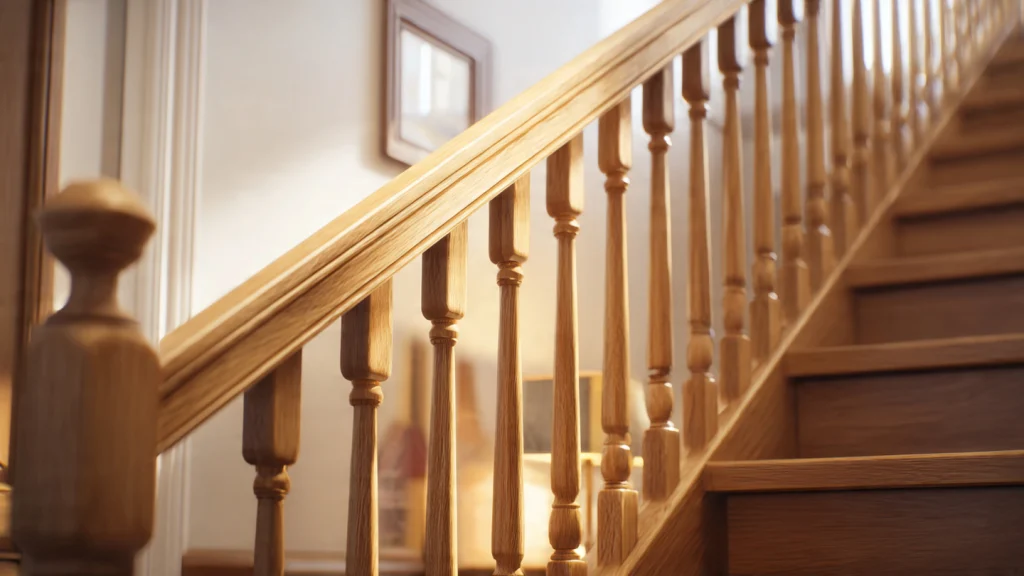 15 Stair Railing Ideas: Stylish, Modern & Creative Designs for Your Home 4 Wooden Stair Railing for Natural Warmth