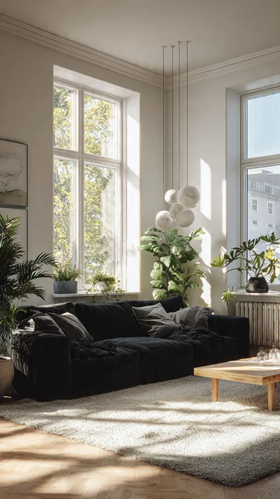 12 Black Couch Living Room Ideas: Transform Your Space with Style 5 Scandinavian-Inspired Black Couch Living Room