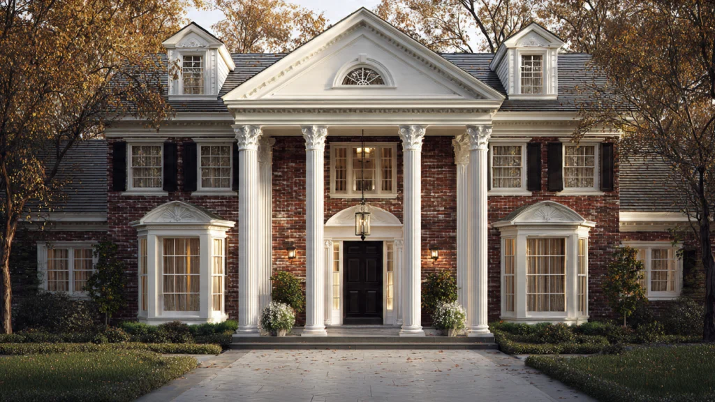 15 Colonial House Exterior Ideas That Define Timeless Elegance 5 Colonial House Exterior with Centered Grand Entrance