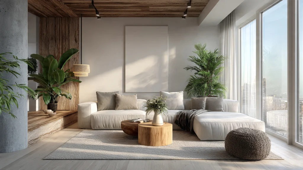 17 Modern Organic Living Room Ideas for a Calm, Natural & Stylish Space 5 Minimalist Layout with Breathing Space