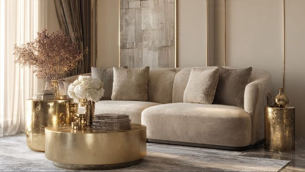 12 Beige Living Room Ideas for a Timeless, Elegant & Modern Home 5 Luxury Beige Living Room with Gold Touches
