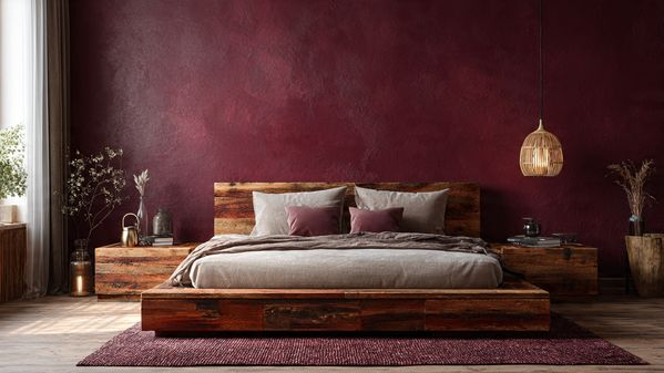 10 Burgundy Bedroom Ideas to Create a Luxurious, Warm & Stylish Space 5 Burgundy Bedroom with Wooden Furniture
