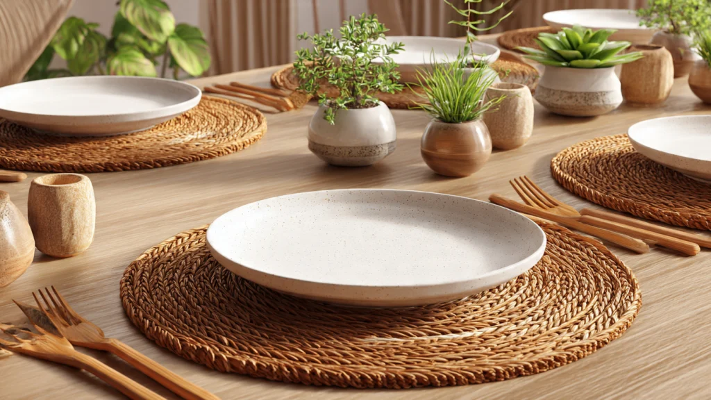 12 Fun Natural Table Settings: Creative, Stylish & Eco-Friendly Ideas for Every Occasion 6 Natural Woven Placemats & Chargers