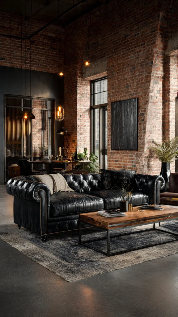 12 Black Couch Living Room Ideas: Transform Your Space with Style 6 Industrial Style Black Couch Living Room