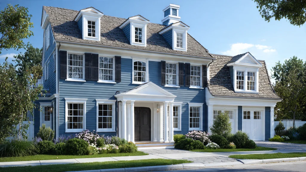 15 Colonial House Exterior Ideas That Define Timeless Elegance 6 Blue Colonial House Exterior with White Trim
