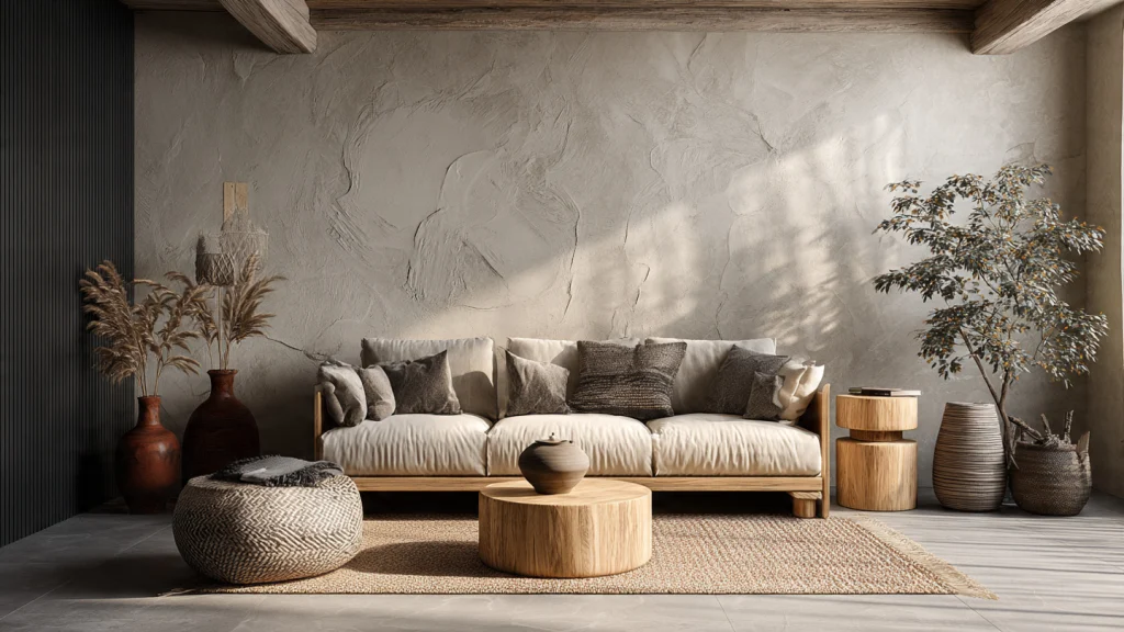 17 Modern Organic Living Room Ideas for a Calm, Natural & Stylish Space 6 Earthy Accent Walls for Organic Character