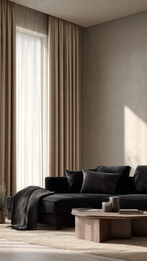 11 Black and Brown Living Room Ideas for a Stylish, Modern & Cozy Home 6 Black Marble + Brown Wood Combination