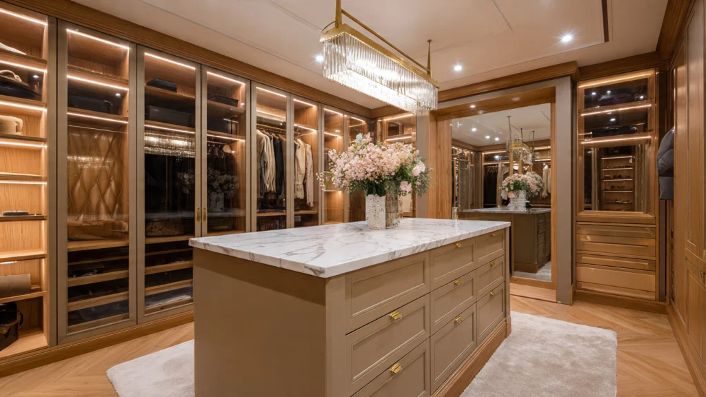 12 Dressing Room Design: Luxury, Modern & Space-Saving Ideas for Every Home 6 Luxury Dressing Room Design with Island Unit