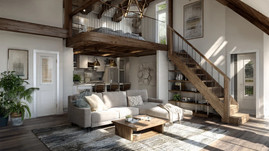 20 Barndominium Ideas for Modern, Affordable & Stylish Living 6 5. Barndominium with Loft Living Space