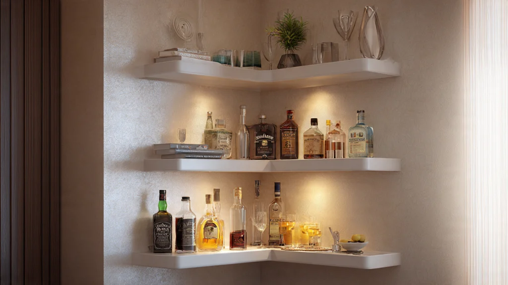 20 Wall Bar Ideas: Stylish, Modern & Space-Saving Designs for Every Home 6 Corner Wall Bar for Small Spaces