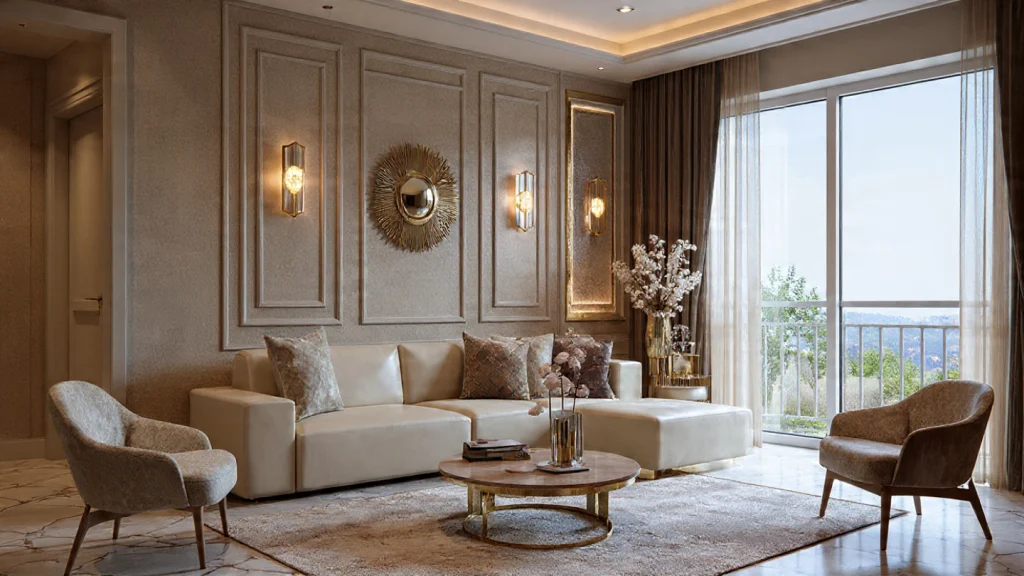12 Beige Living Room Ideas for a Timeless, Elegant & Modern Home 7 Beige Living Room with Textured Walls