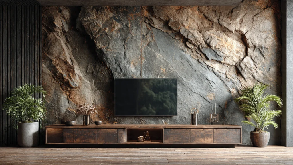 12 TV Wall Design Ideas for Stylish & Modern Living Rooms 7 Textured TV Wall Design