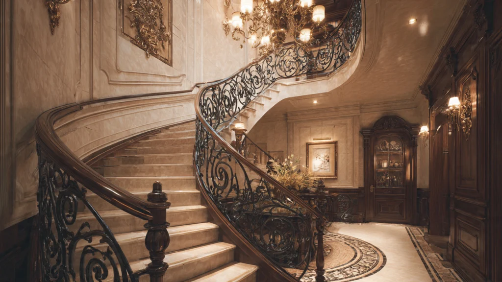15 Stair Railing Ideas: Stylish, Modern & Creative Designs for Your Home 7 Wrought Iron Stair Railing for a Classic Luxury Look