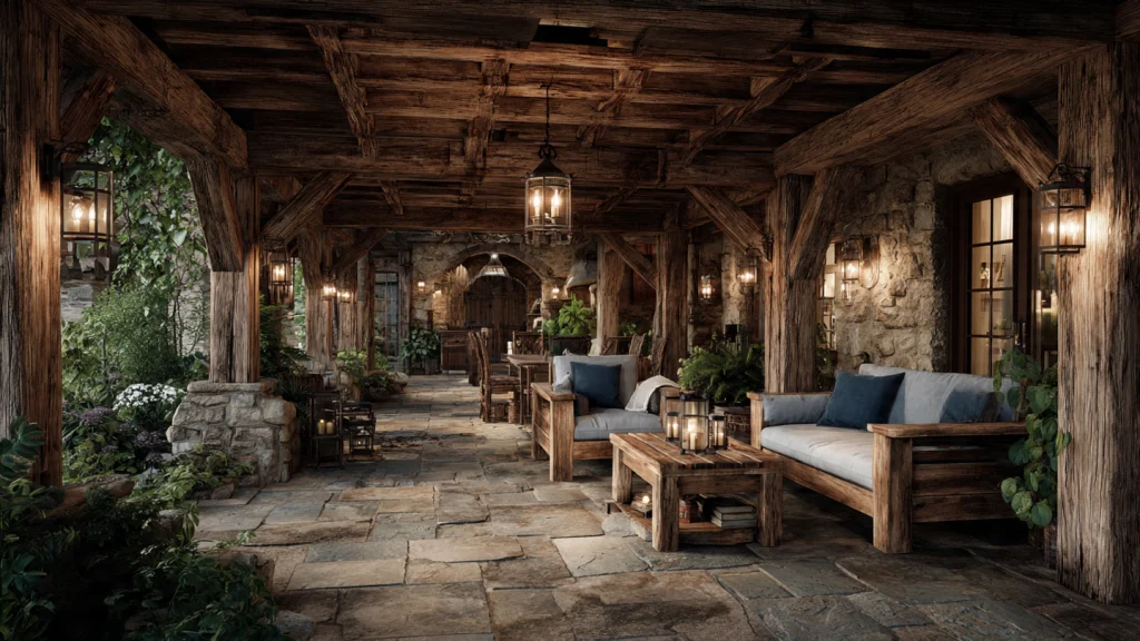 11 Covered Patio Ideas to Transform Your Outdoor Space (Rich, Inspiring & Practical Guide) 8 Rustic Timber Beam Patio