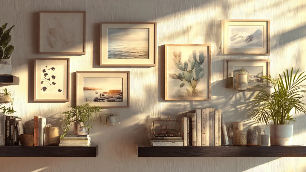 12 Gallery Wall Ideas to Elevate Your Home Décor Instantly 8 Floating Shelf Gallery Wall Idea