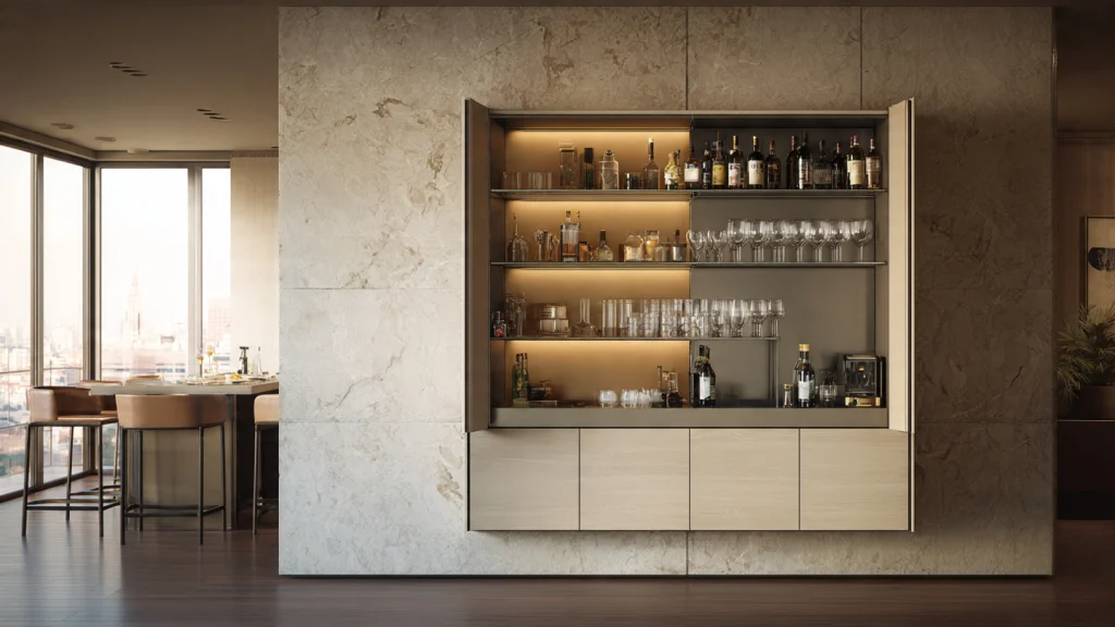 20 Wall Bar Ideas: Stylish, Modern & Space-Saving Designs for Every Home 8 Wall-Mounted Bar Cabinet