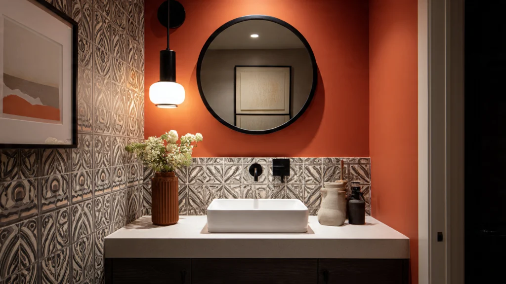 12 Powder Room Ideas: Stylish, Modern & Space-Maximizing Designs for Every Home 8 Accent Wall for Stylish Impact