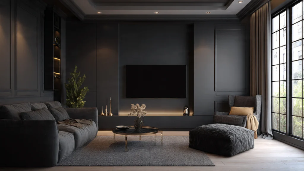 12 TV Wall Design Ideas for Stylish & Modern Living Rooms 9 Glass Panel TV Wall Design