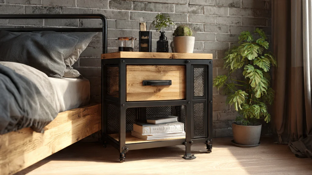 Top 10 Nightstand: Best Nightstand Ideas for Modern, Small & Luxury Bedrooms 9 Metal Frame Nightstand (Industrial Style)