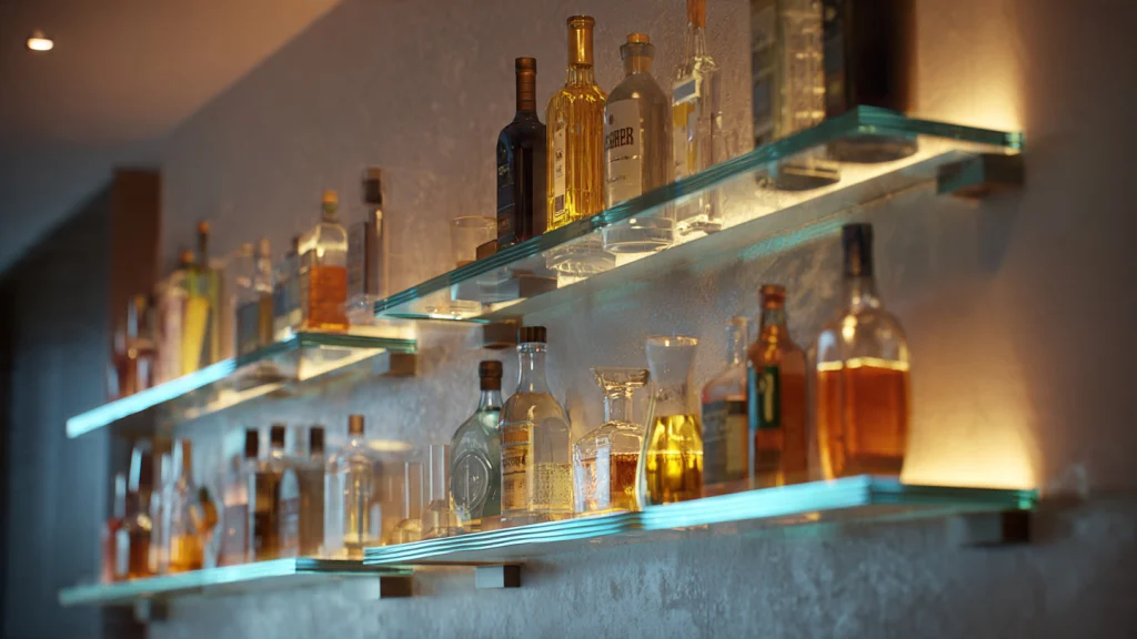 20 Wall Bar Ideas: Stylish, Modern & Space-Saving Designs for Every Home 9 Modern Glass Wall Bar Design