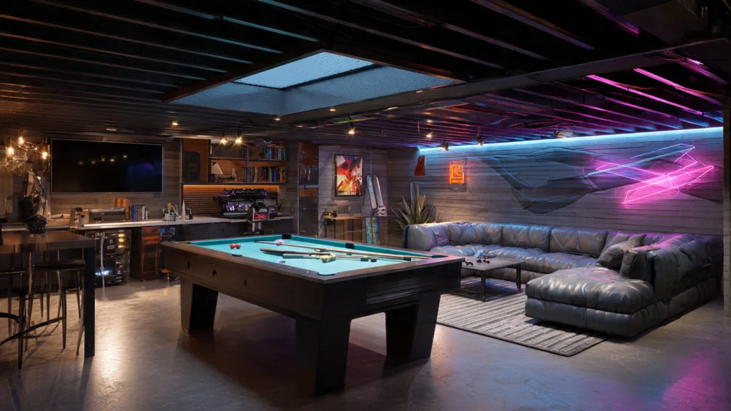 15 Basement Remodel Ideas to Transform Your Space (Modern, Practical & Inspiring Designs) 9 Game Room, Gaming Lounge