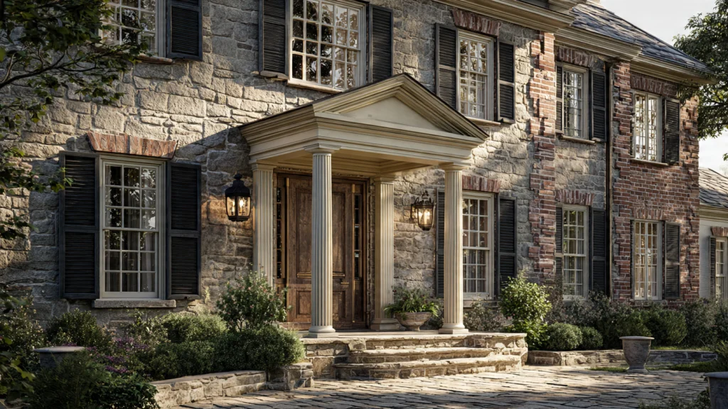 15 Colonial House Exterior Ideas That Define Timeless Elegance 10 Colonial House Exterior with Stone Accents