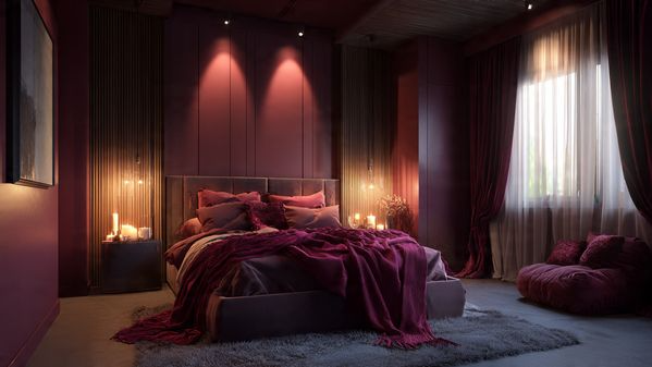10 Burgundy Bedroom Ideas to Create a Luxurious, Warm & Stylish Space 10 Burgundy Bedroom with Soft Lighting Concept