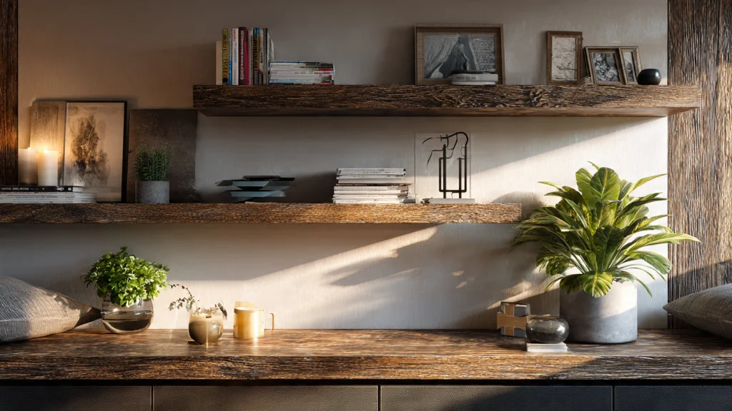 15 Accent Wall Designs That Instantly Transform Any Space 10 Accent Wall with Floating Shelves