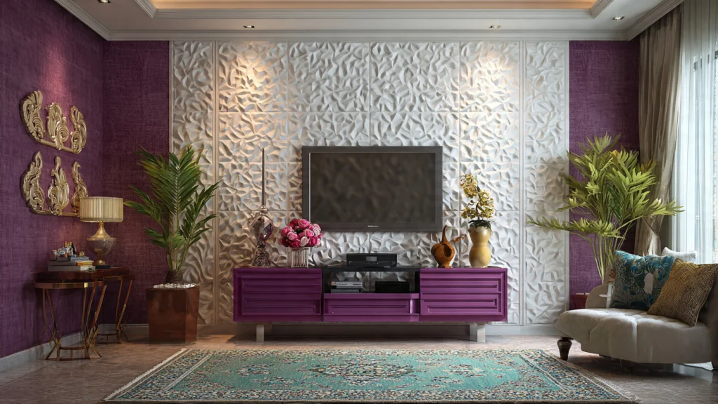 12 TV Wall Design Ideas for Stylish & Modern Living Rooms 10 TV Wall Design with Wallpaper