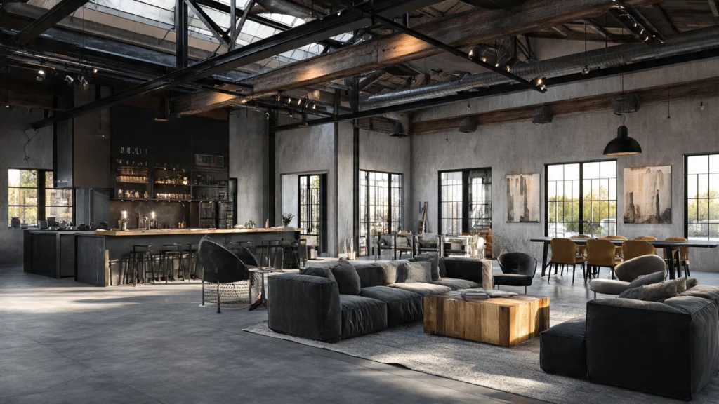 20 Barndominium Ideas for Modern, Affordable & Stylish Living 10 9. Industrial-Style Barndominium