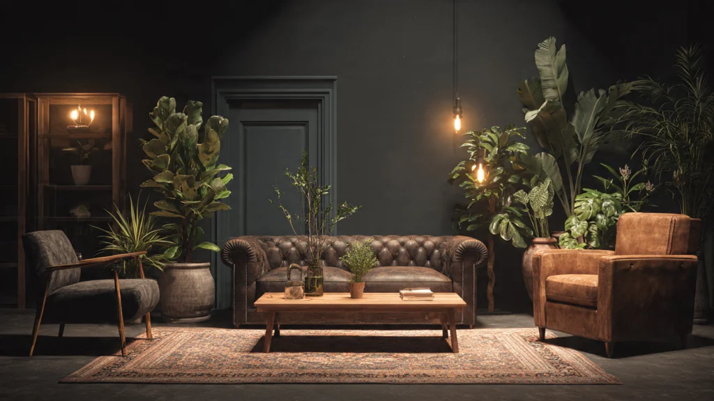 20 Moody Living Room Ideas for a Dark, Dramatic & Luxury Interior 17 Cozy Moody Living Room with Candles