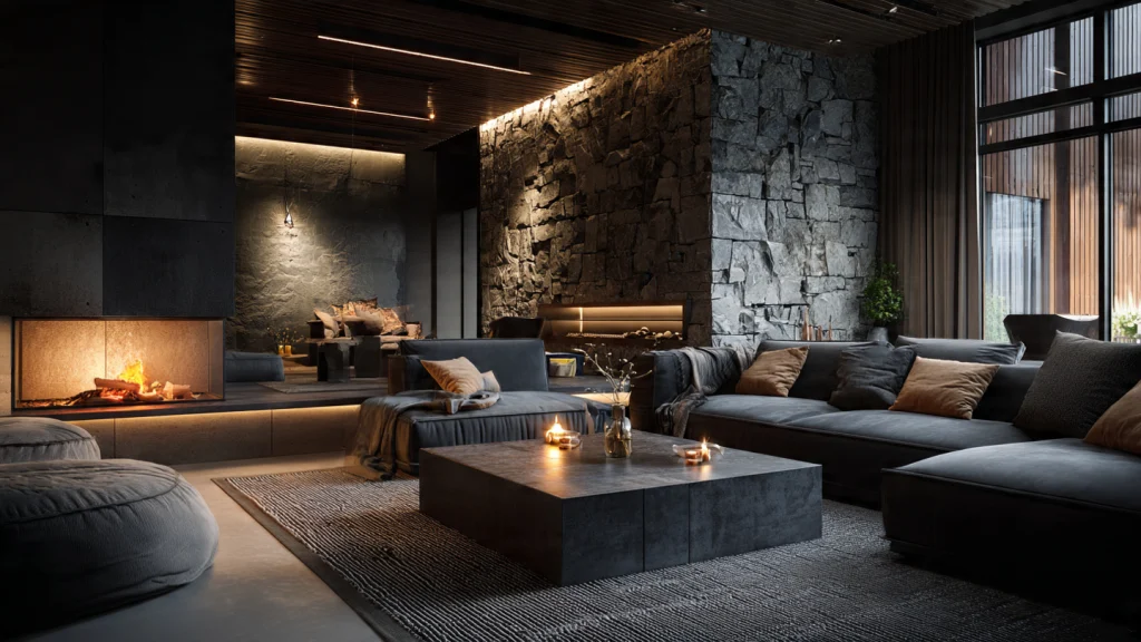 20 Moody Living Room Ideas for a Dark, Dramatic & Luxury Interior 18 Moody Living Room with Dark Ceiling