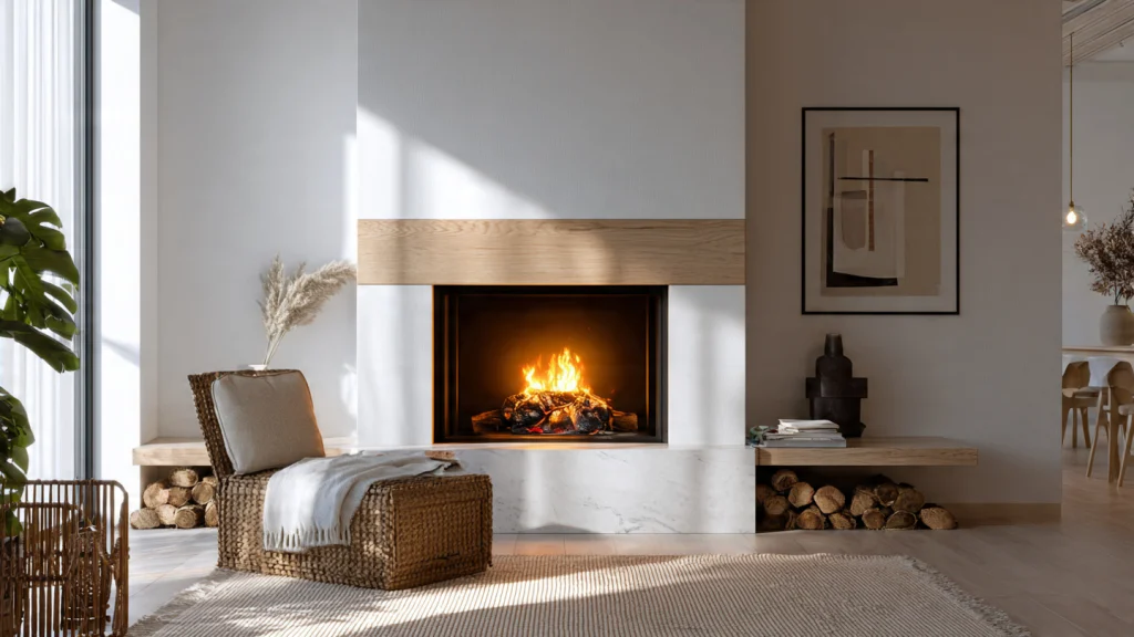 20 Fireplace Ideas to Create a Warm, Stylish & Cozy Home 19 Fireplace with Natural Wood Accent Wall