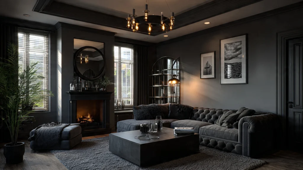 20 Moody Living Room Ideas for a Dark, Dramatic & Luxury Interior 21 Modern Moody Living Room with Monochrome Palette