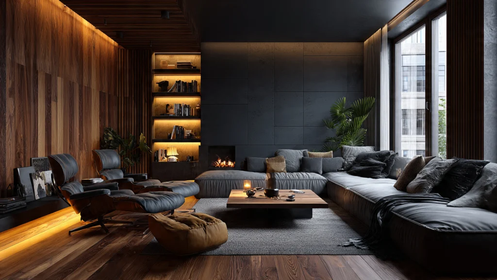 20 Moody Living Room Ideas for a Dark, Dramatic & Luxury Interior 5 Earthy Moody Living Room with Olive Green