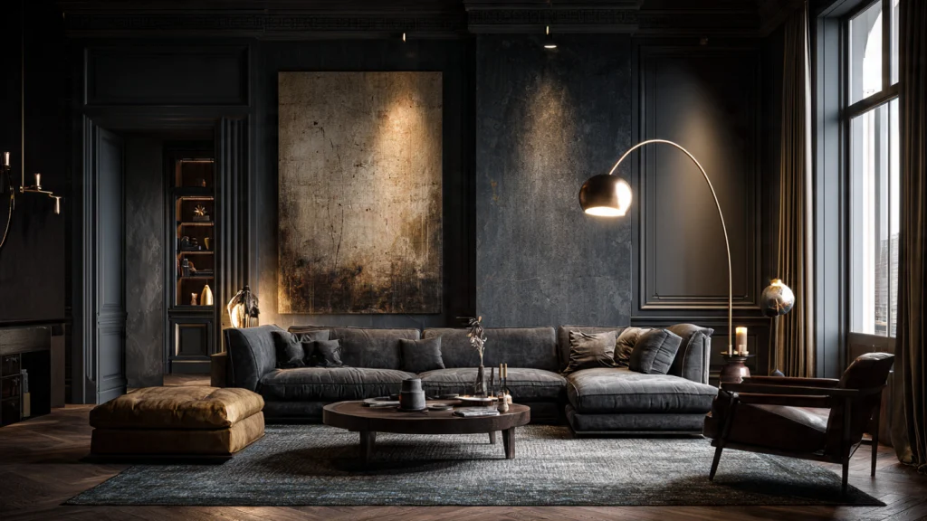 20 Moody Living Room Ideas for a Dark, Dramatic & Luxury Interior 8 Moody Living Room with Low, Warm Lighting