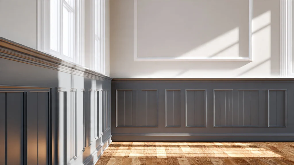 20 Wainscoting Ideas to Transform Your Home with Style & Elegance 8 7. Dark-Colored Wainscoting for Bold Interiors