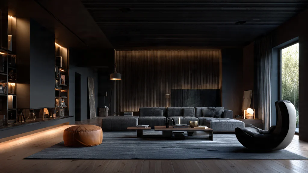 20 Moody Living Room Ideas for a Dark, Dramatic & Luxury Interior 10 Moody Living Room Using Textured Walls